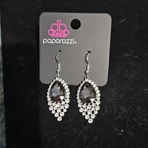 Paparazzi Silver and Black Teardrop Earrings